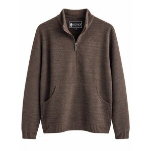 Outback Trading Co Broderick Henley Men's L/XL Brown Wool Blend 1/4 Zip Sweater